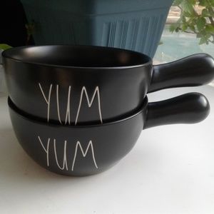 Rae Dunn Black Yum Soup Bowls / Set of 2 / NEW HTF